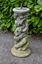 Tree formed column on hexagonal base with small sundial top - 39cm x 43cm x 78cm tall Please note