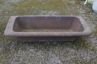 Iron trough having three scrolled sides - 93cm x 23cm tall Please note descriptions are not