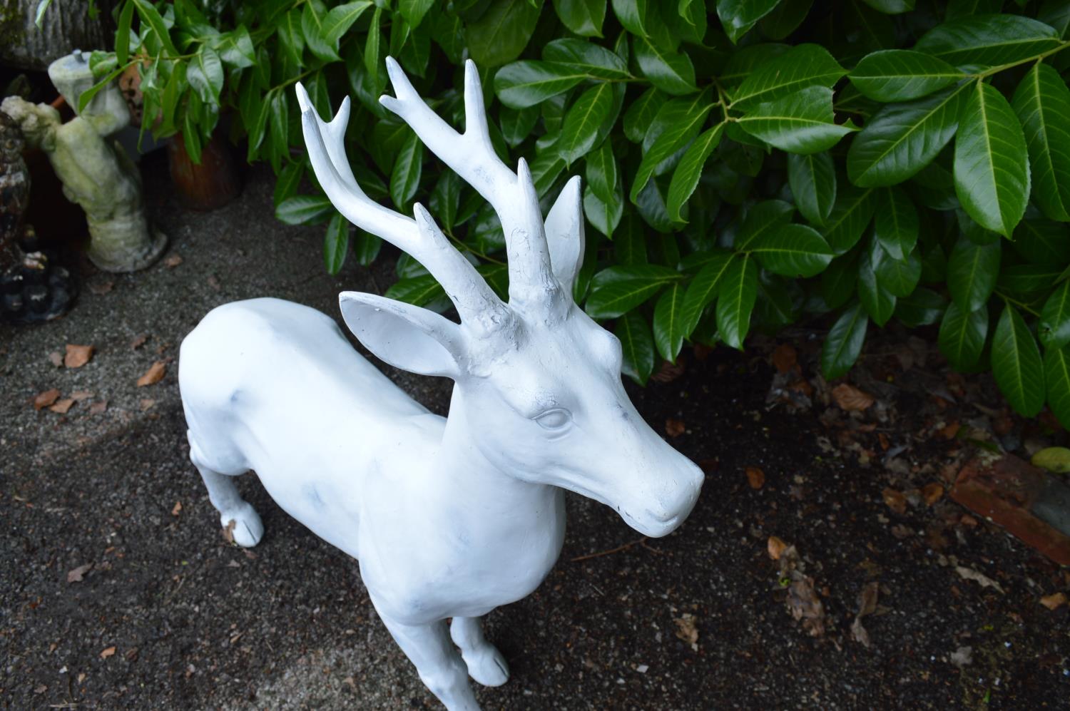 Late 20th century painted resin figure of a stag - 87.5cm tall Please note descriptions are not - Image 2 of 2