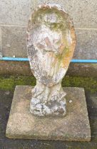 Painted terracotta figure of an angel, mounted on a square slab - 70cm tall Please note descriptions