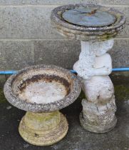 Cherub sundial - 72cm tall together with a bird bath Please note descriptions are not condition