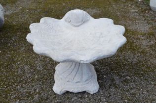 Shell shaped top bird bath on short decorative base - 50cm x 37cm tall Please note descriptions