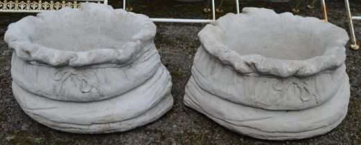 Pair of large sack formed planters - 45cm x 24cm tall Please note descriptions are not condition