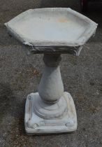 Hexagonal topped bird bath - 47cm x 68cm tall Please note descriptions are not condition reports,