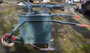 Galvanised and iron painted W Weeks & Sons Ltd barrow water pump - 153cm long x 85cm tall Please