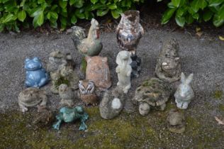 Group of small garden ornaments formed as animals - tallest 48cm tall Please note descriptions are