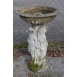Painted Three Virgins bird bath - 49cm x 81cm tall Please note descriptions are not condition