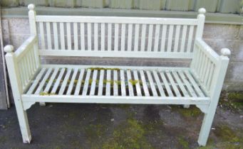 Painted wooden slatted garden bench - 137cm wide x 53cm deep x 93cm tall Please note descriptions