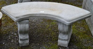 Curved garden bench seat standing on classical design supports - 103cm wide x 42cm tall Please