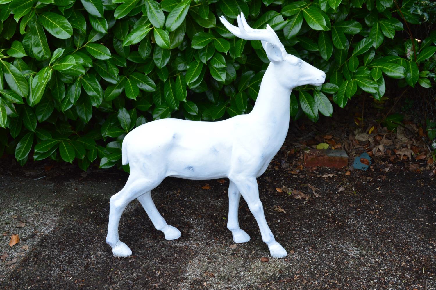 Late 20th century painted resin figure of a stag - 87.5cm tall Please note descriptions are not