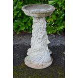 Circular bird bath decorated with woodland animals and leaves - 40cm dia x 73cm tall Please note