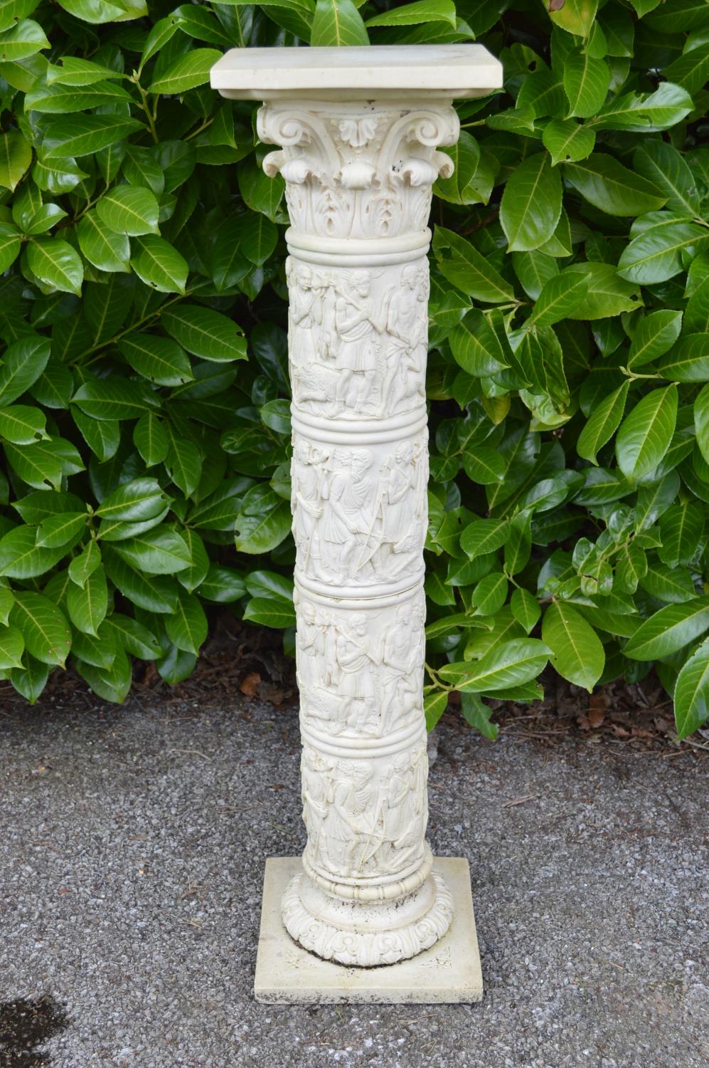Resin column having decoration of Greek figures - 24cm x 95cm tall Please note descriptions are
