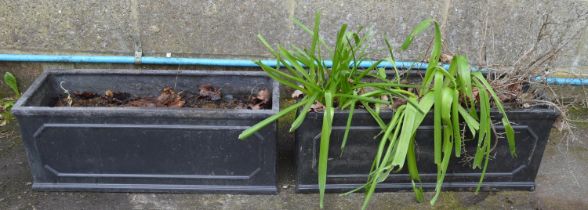 Pair of faux slate trough planters - 60cm x 24cm tall Please note descriptions are not condition