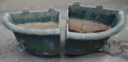 Pair of galvanised steel corner troughs with drainage holes Please note descriptions are not