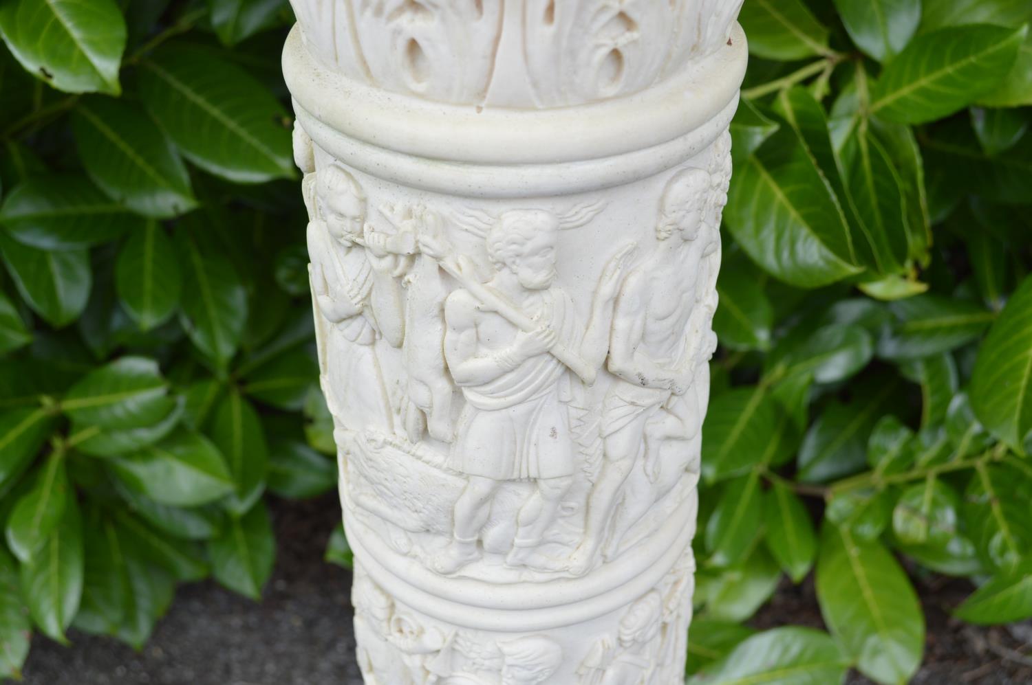 Resin column having decoration of Greek figures - 24cm x 95cm tall Please note descriptions are - Image 2 of 2