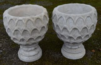 Pair of pineapple formed planters - 38cm dia x 50cm tall Please note descriptions are not