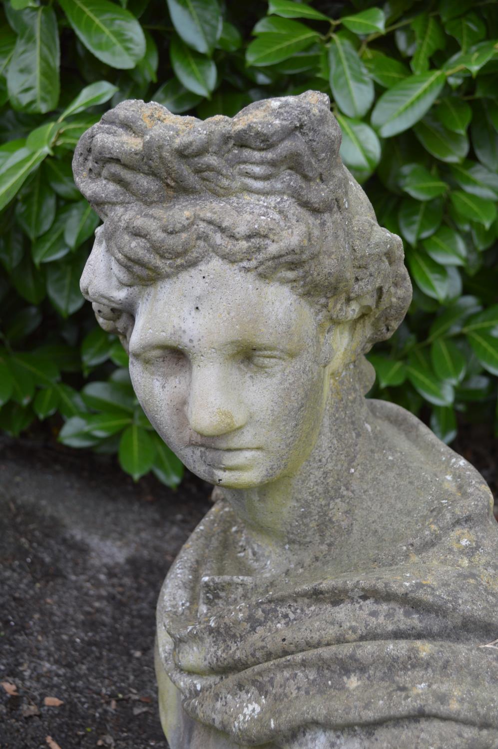 Weathered 20th century Roman style bust - 75cm tall Please note descriptions are not condition - Image 2 of 3