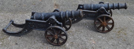 Pair of iron canons - 47cm long Please note descriptions are not condition reports, please request