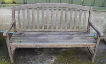 Wooden slatted garden bench - 152cm x 62cm x 95cm tall Please note descriptions are not condition