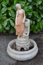 Painted water feature of a young girl - 50cm x 50cm x 80cm tall Please note descriptions are not