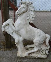 Large painted statue of a rearing horse - 125cm wide x 143cm tall Please note descriptions are not