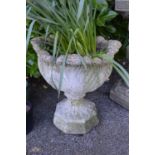 Single garden leaf formed urn - 50cm dia x 56cm tall Please note descriptions are not condition