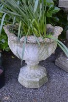 Single garden leaf formed urn - 50cm dia x 56cm tall Please note descriptions are not condition