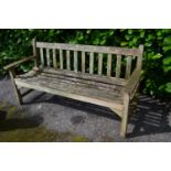 Wooden slatted garden bench - 159cm x 58cm x 83cm tall Please note descriptions are not condition