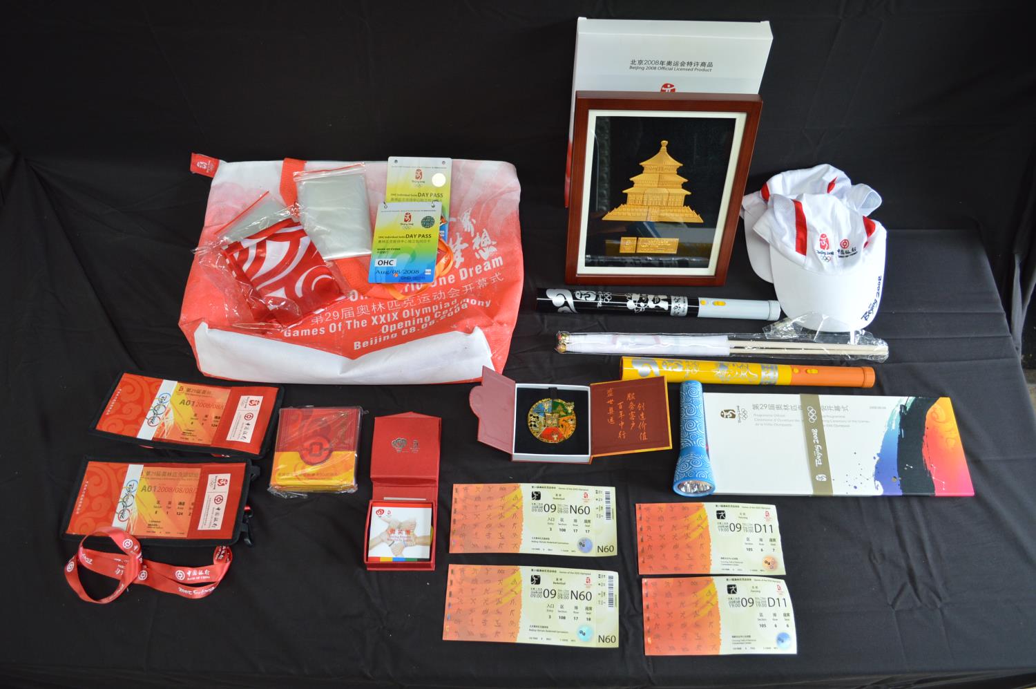 Quantity of Beijing 2008 memorabilia to include: hats, flags, tickets and other related - Image 2 of 4