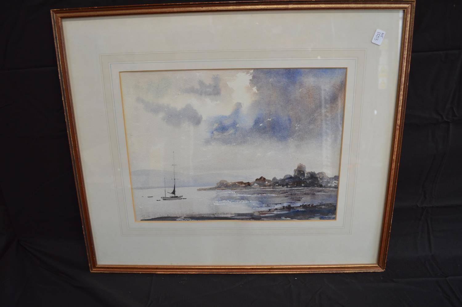 Group of six D Bruce watercolours of fishing, sailing boats and associated scenes, each mounted in - Image 3 of 11