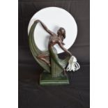 Late 20th century Art Deco resin figural table lamp - 41cm tall Please note descriptions are not