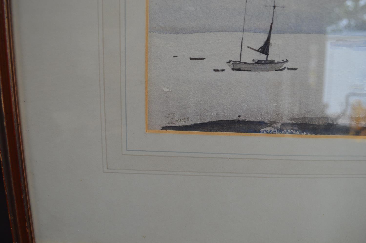 Group of six D Bruce watercolours of fishing, sailing boats and associated scenes, each mounted in - Image 4 of 11