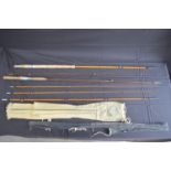Hardy Bros two piece split cane Victor fishing rod together with a Hardy Bros four piece split