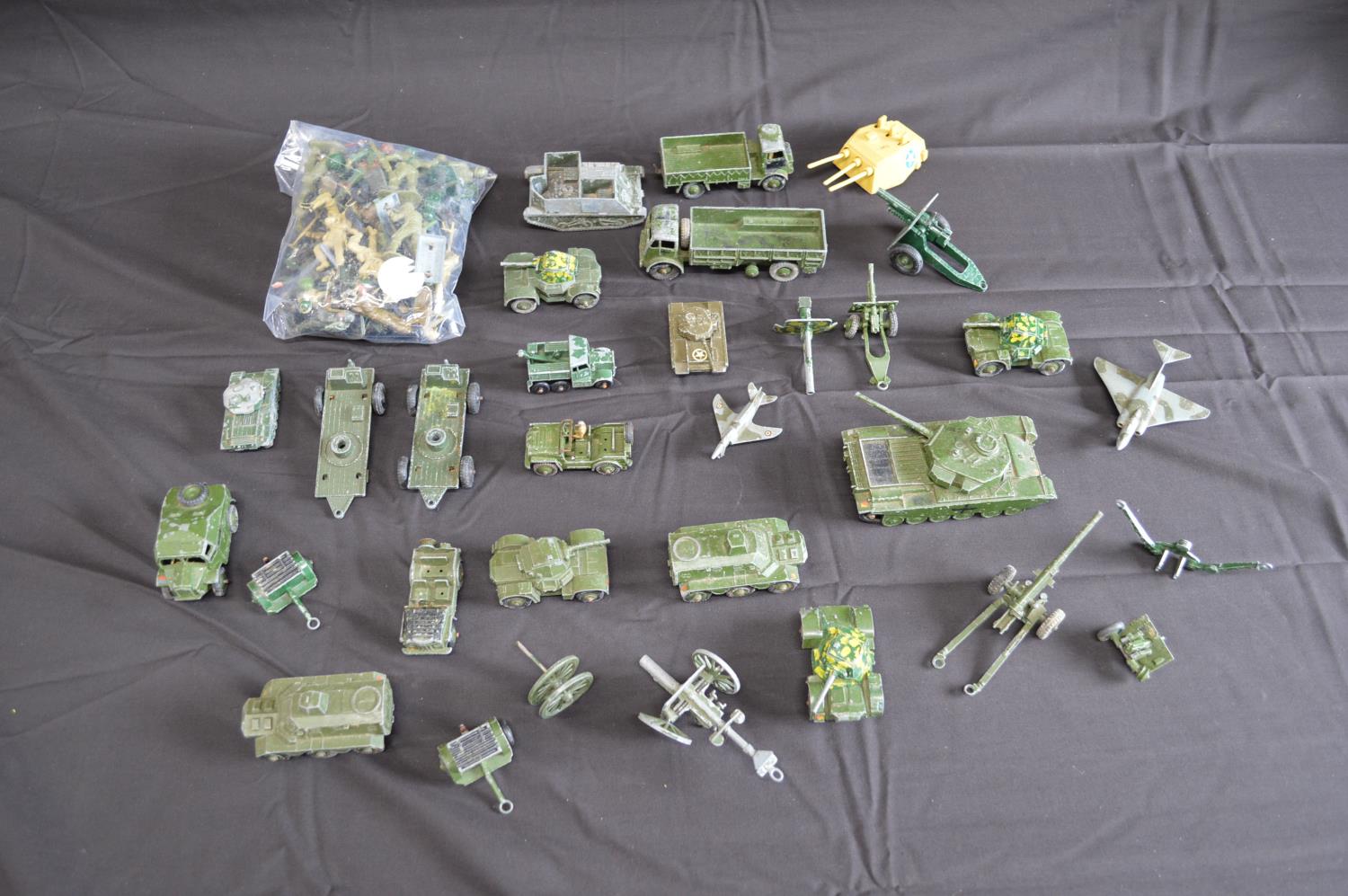 Collection of Dinky toys and other playworn military vehicles together with a quantity of plastic - Image 2 of 2