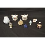 Group of ceramics to include: pair of Copeland for TG Goode & Co two handled bowls - 11cm wide,