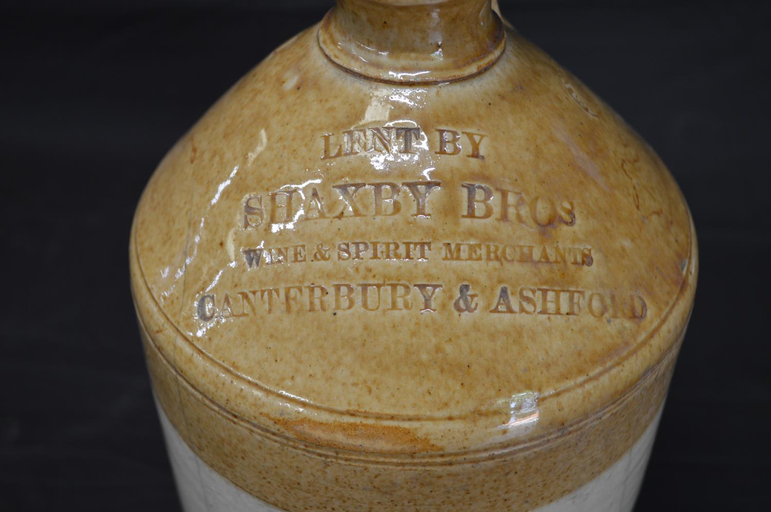 Group of five stoneware flagons to comprise: Shaxby Bros Wine & Spirit Merchants, Canterbury & - Image 4 of 4