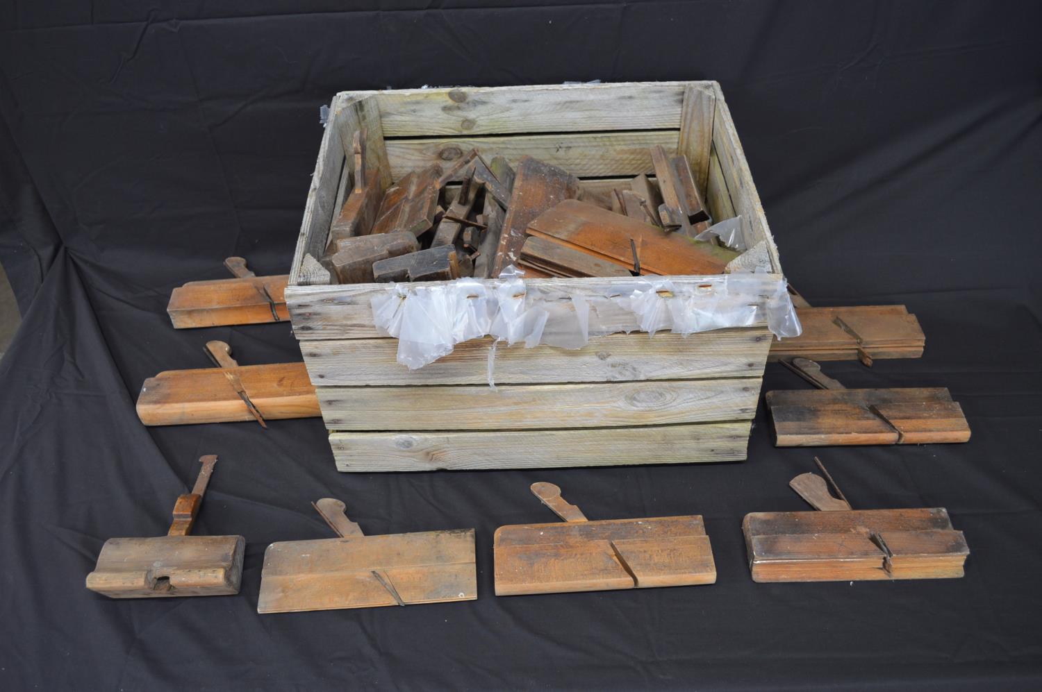 Collection of vintage wooden moulding wood planes Please note descriptions are not condition