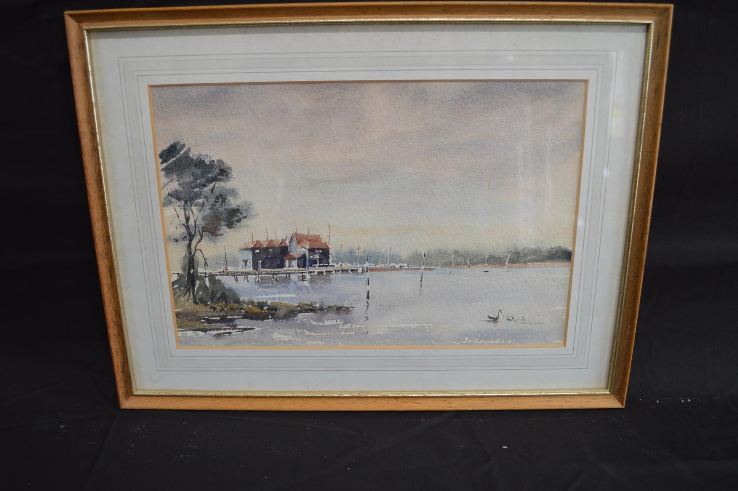 Group of six D Bruce watercolours of fishing, sailing boats and associated scenes, each mounted in - Image 10 of 11