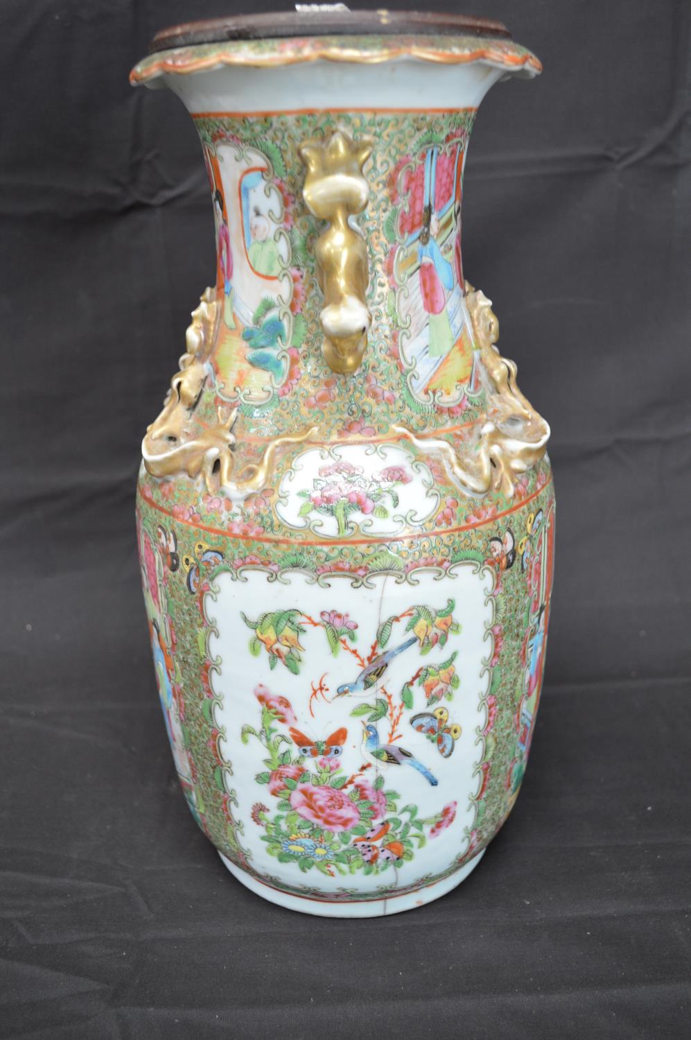 Famille Rose pattern vase converted to a table lamp - 36cm tall together with Oriental plate - Image 5 of 7