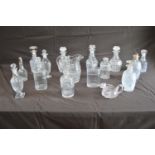 Selection of Georgian, Victorian and later glassware to include: decanters, jugs and stemmed