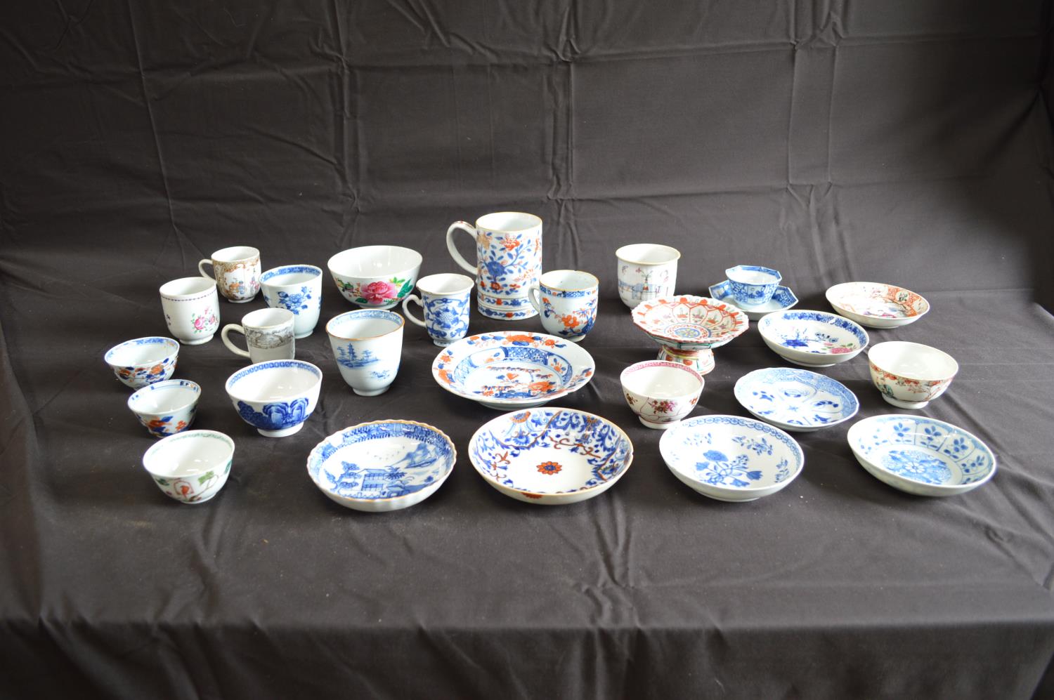 Collection of Oriental ceramics to include: tea bowls, cups, saucers and dish Please note