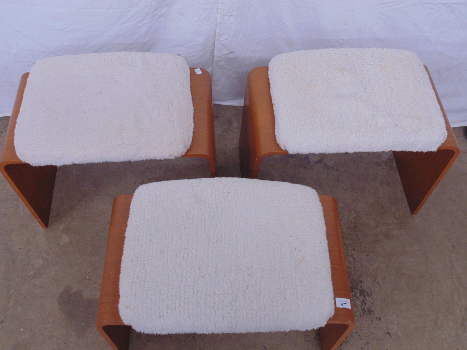 Three Schreiber bentwood dressing table stools with padded seats - 57cm x 31cm x 48cm tall Please - Image 2 of 3