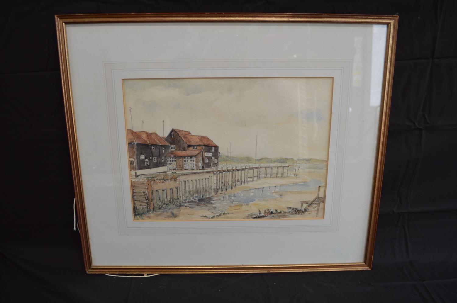 Group of six D Bruce watercolours of fishing, sailing boats and associated scenes, each mounted in