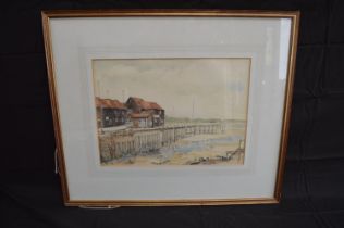 Group of six D Bruce watercolours of fishing, sailing boats and associated scenes, each mounted in