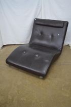 Brown leather Escapade.com lounger on polished aluminium legs - 102cm x 150cm x 87cm tall Please