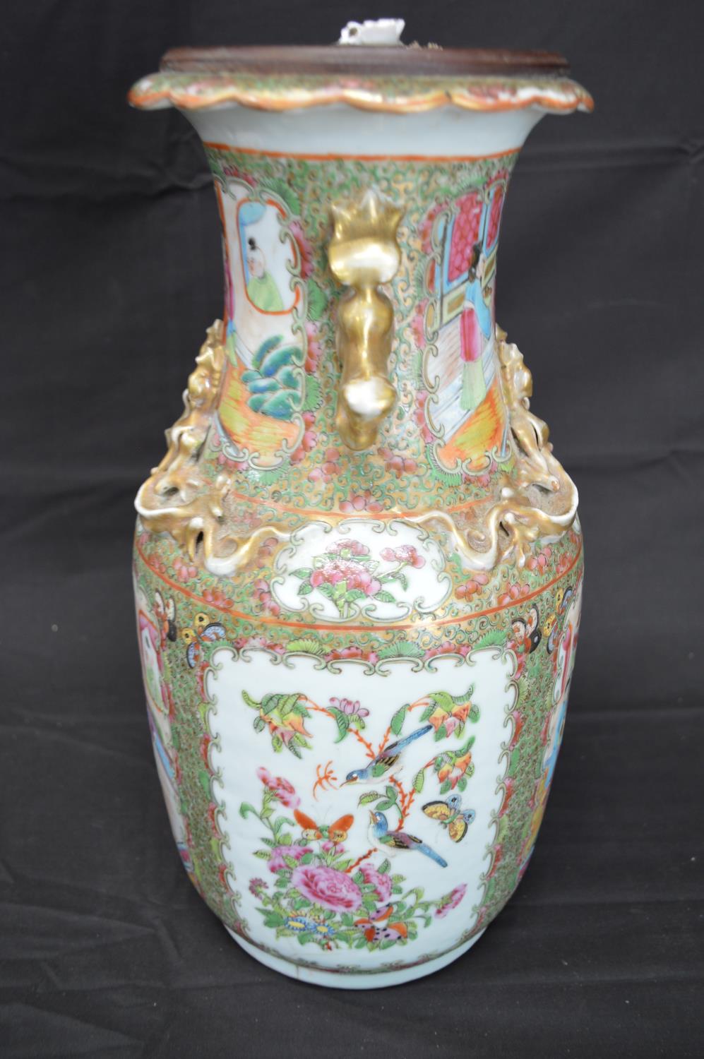 Famille Rose pattern vase converted to a table lamp - 36cm tall together with Oriental plate - Image 7 of 7