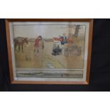 Cecil Aldin coloured print titled A Check - 66cm x 51.5cm in glazed wooden frame Please note