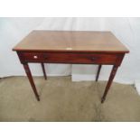 Mahogany side table having one long drawer, standing on turned legs - 94cm x 51cm x 79cm tall Please