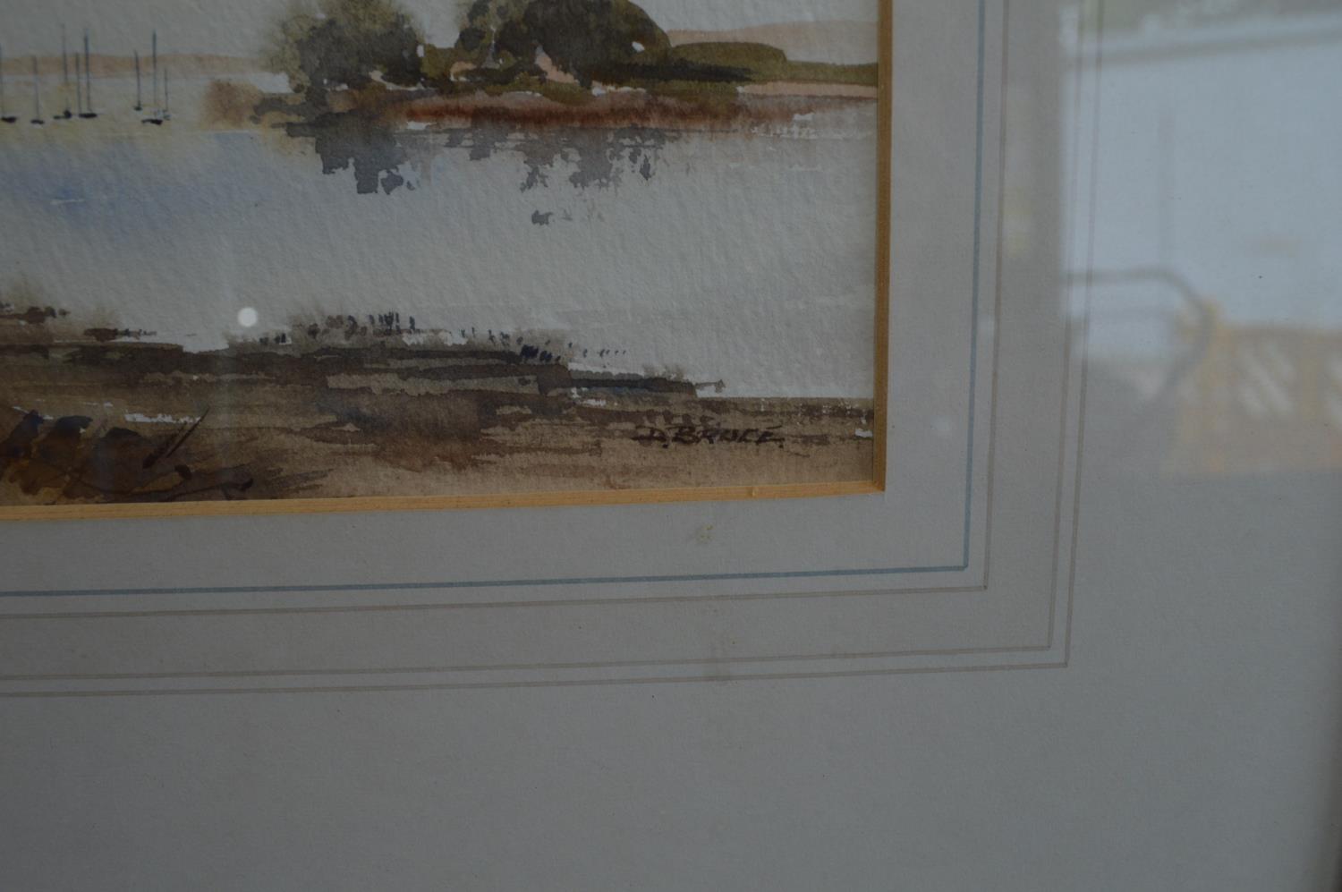 Group of six D Bruce watercolours of fishing, sailing boats and associated scenes, each mounted in - Image 7 of 11