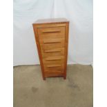 Hardwood chest of six drawers with wooden bar handles, standing on square stepped block feet - 50.